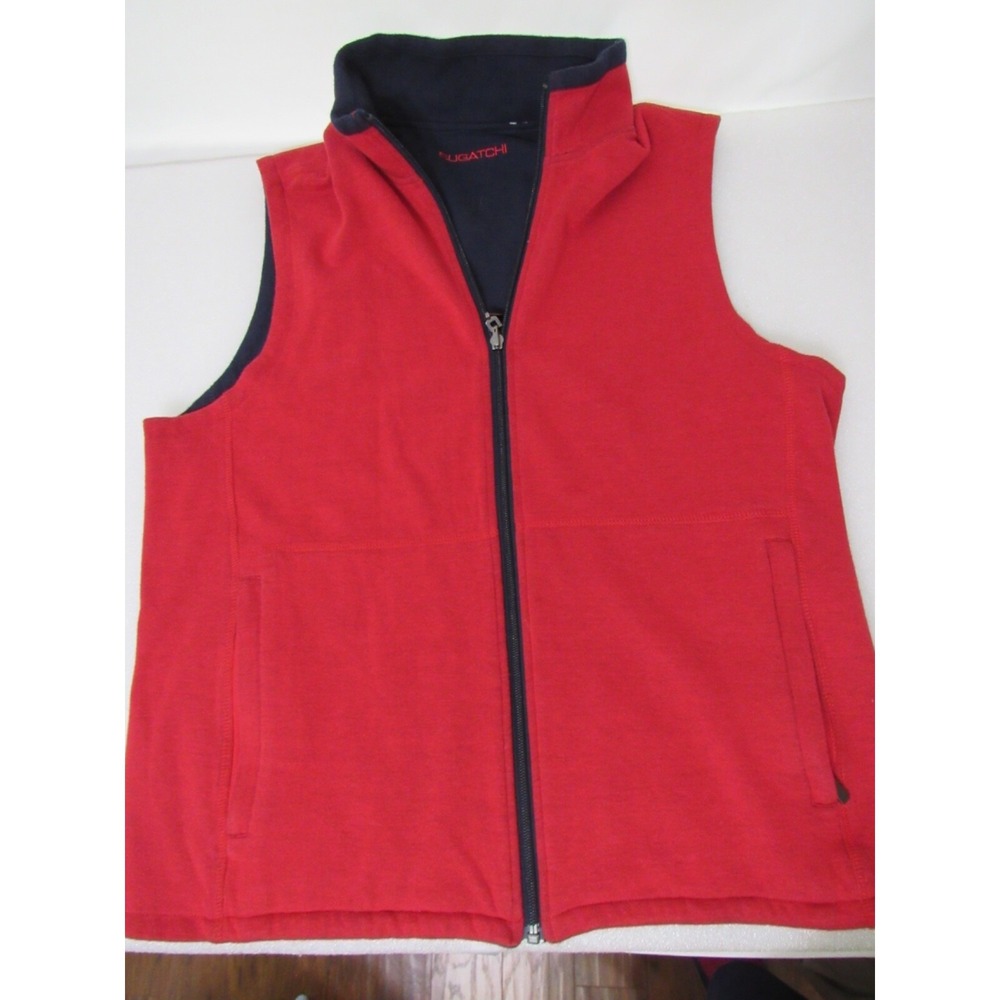 BUGATCHI UOMO Vest Mens Small Full Zip Blue Red Zip Pockets Reversible
